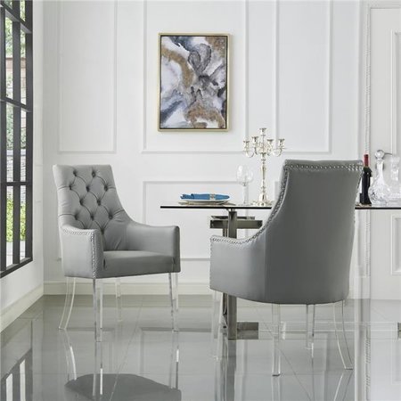 POSH LIVING Posh Living DC53-01GR2-UE Colton PU Leather Acrylic Leg Dining Chair; Grey - Set of 2 DC53-01GR2-UE